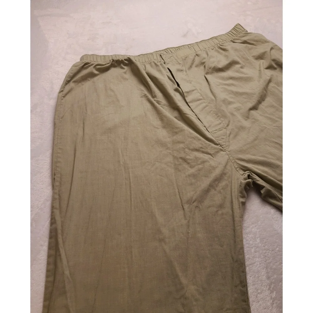 Men's Khaki Tan Pajama Lounge Pants XL 36x28 Elastic Waist Cotton Blend Straight